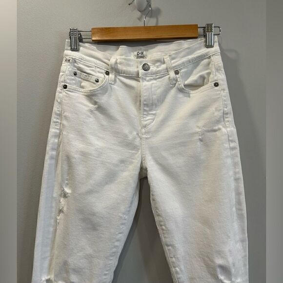 Citizens of Humanity Rocket Crop White Denim Distressed Skinny Jeans - Picture 3 of 14
